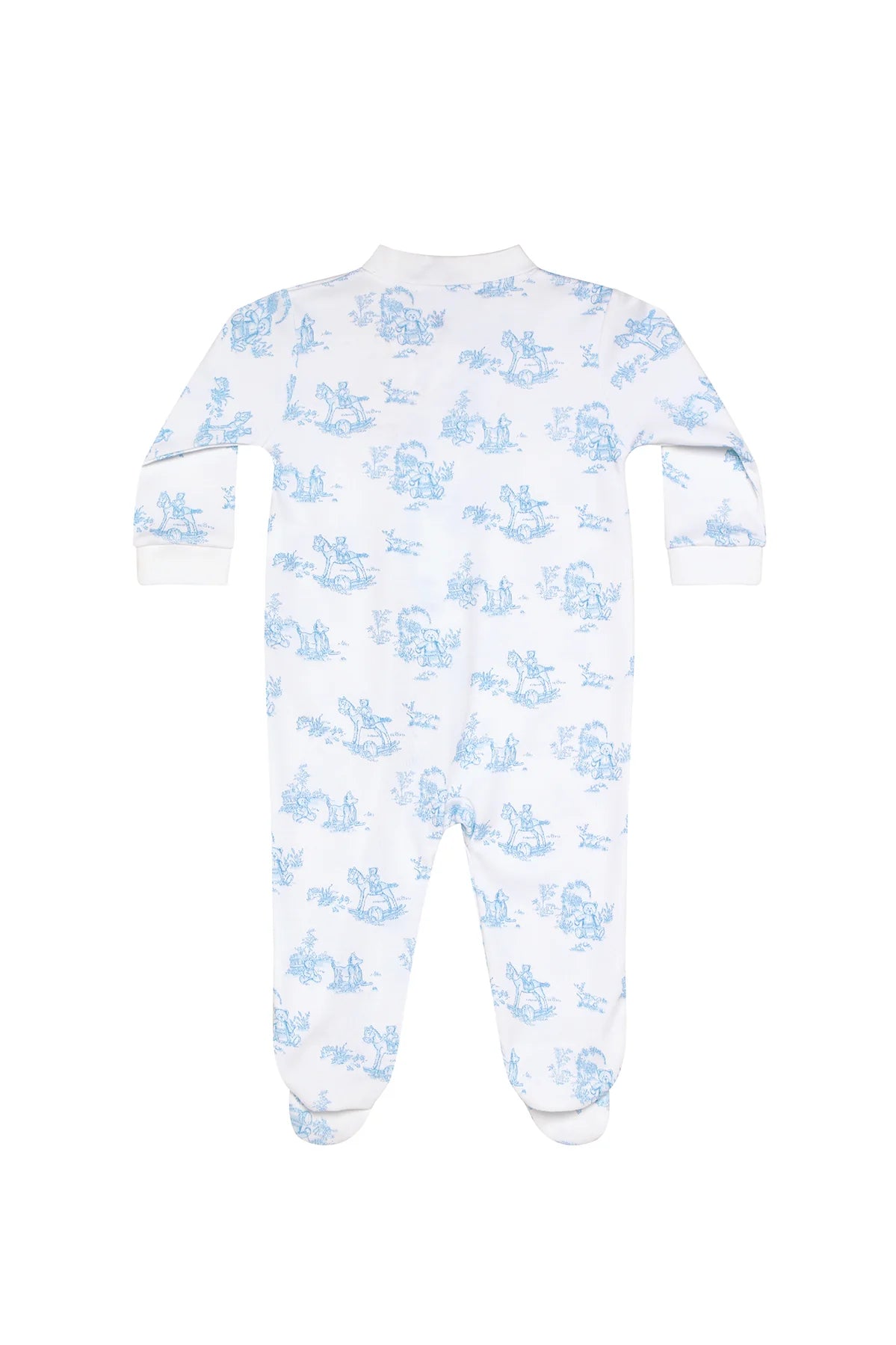 Blue Toile Zipper Footie
