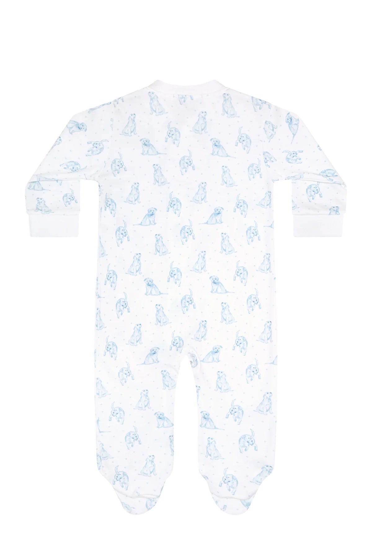 Blue Puppy Love Print Zipper Footie