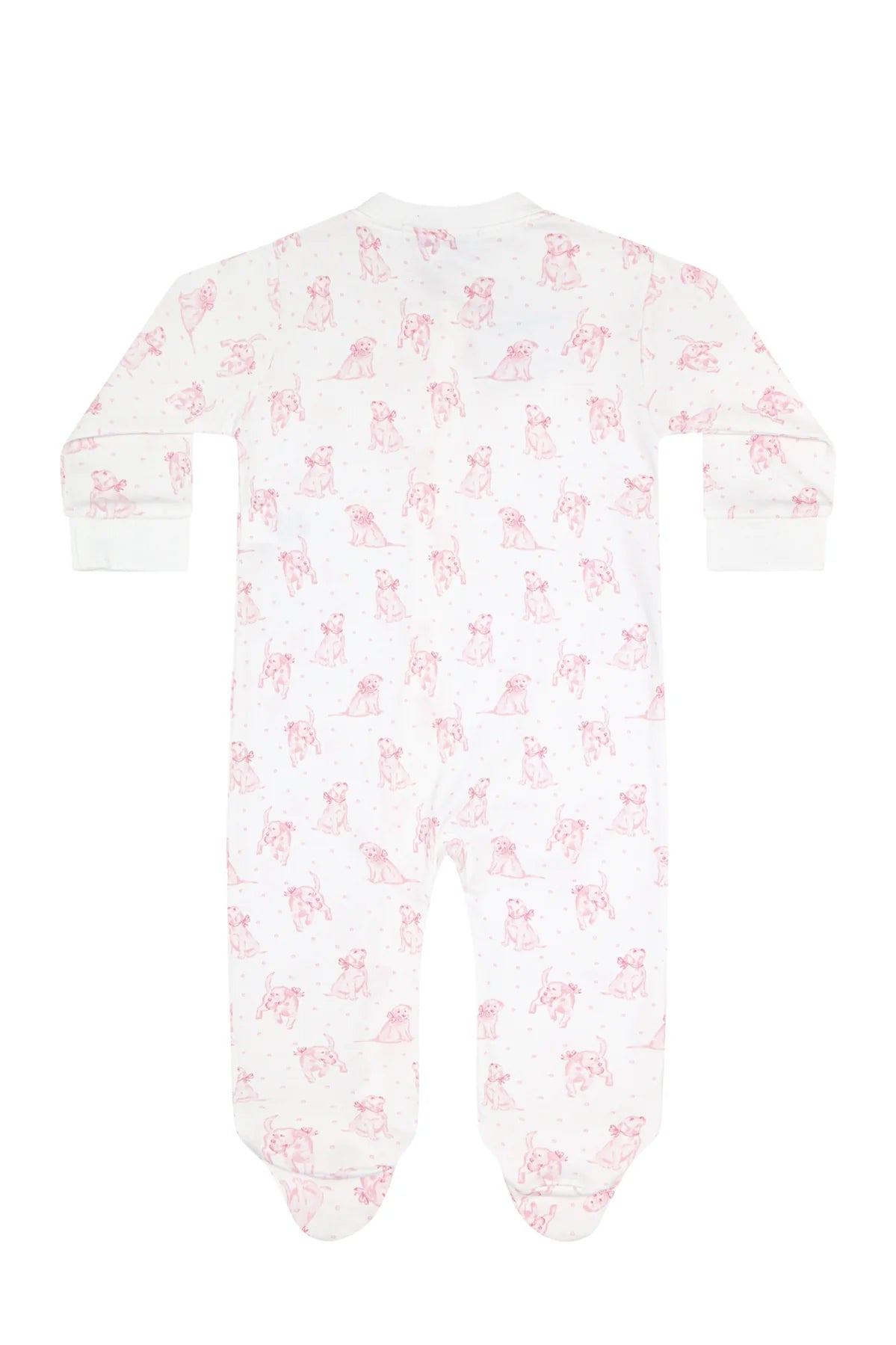 Pink Puppy Love Print Zipper Footie