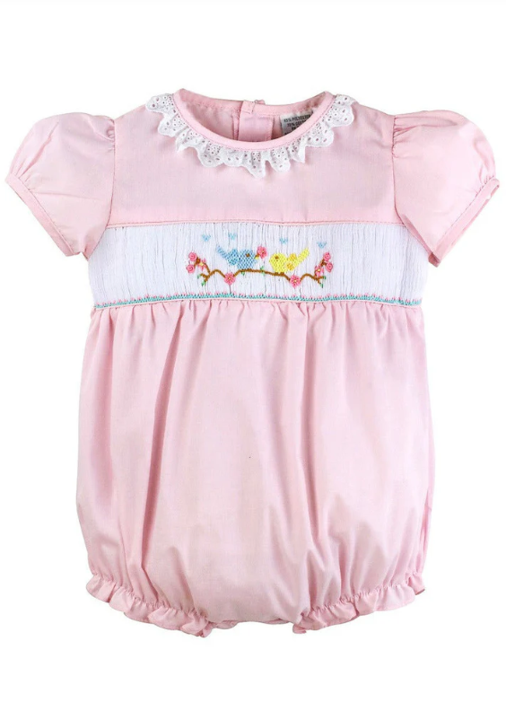 Smocked Birdie Bubble - Pink