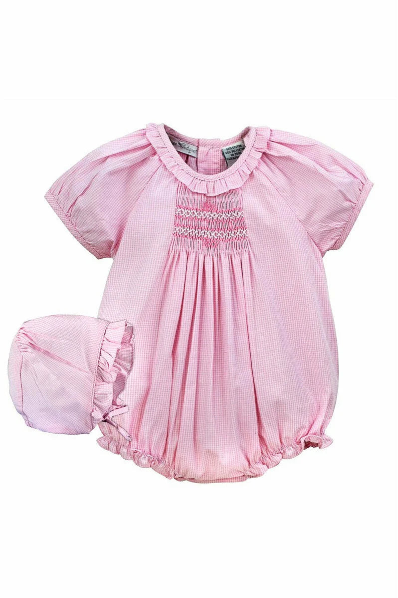 Pink Gingham Bubble with Matching Bonnet